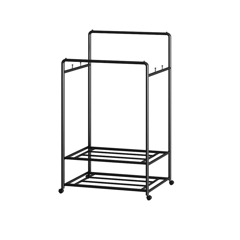 Modern Hall Stand 2 Hanging Rails and Storage Shelving Entryway Kit with Castors