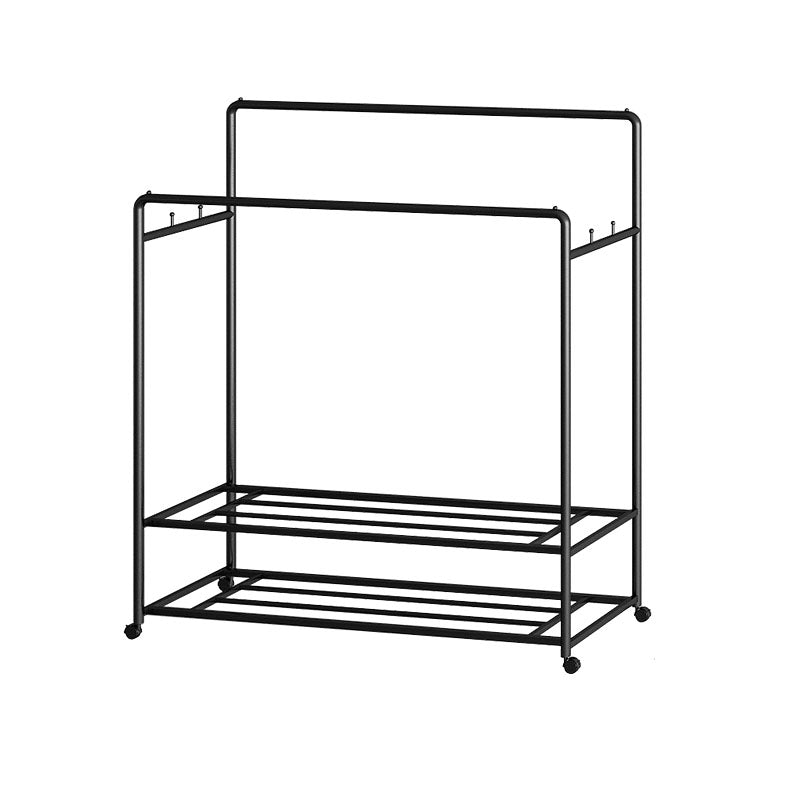 Modern Hall Stand 2 Hanging Rails and Storage Shelving Entryway Kit with Castors