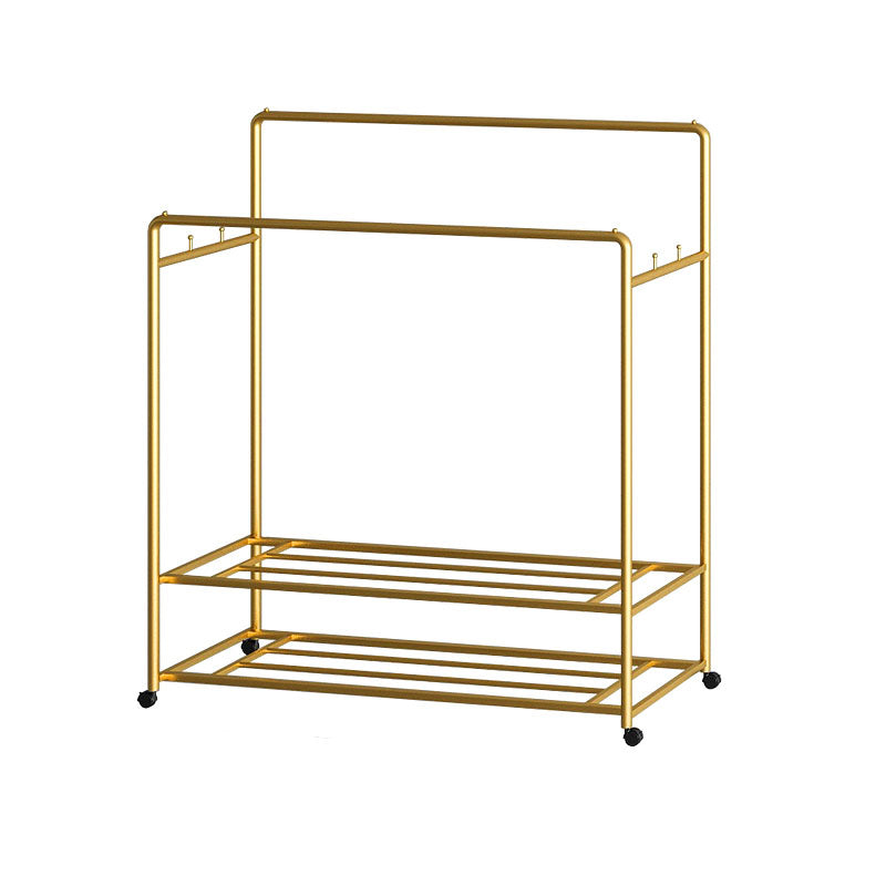 Modern Hall Stand 2 Hanging Rails and Storage Shelving Entryway Kit with Castors