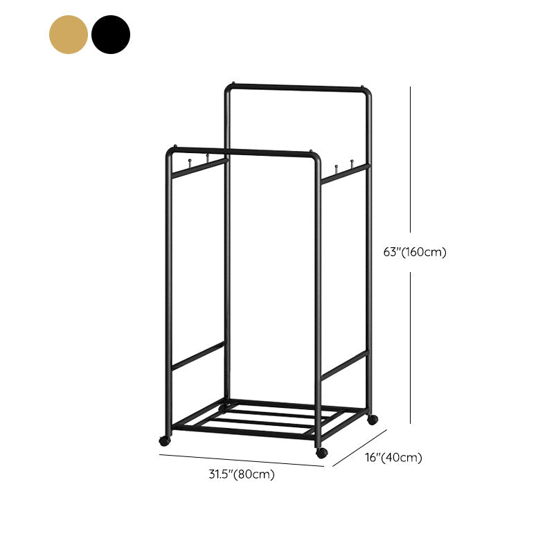 Modern Hall Stand 2 Hanging Rails and Storage Shelving Entryway Kit with Castors