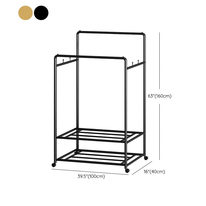 Modern Hall Stand 2 Hanging Rails and Storage Shelving Entryway Kit with Castors