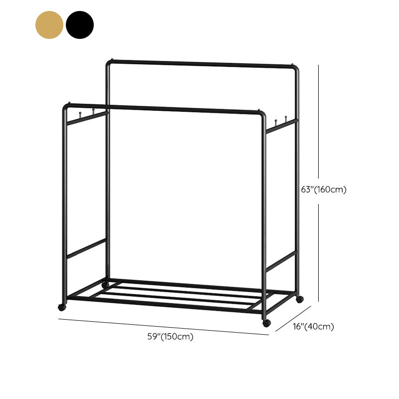 Modern Hall Stand 2 Hanging Rails and Storage Shelving Entryway Kit with Castors