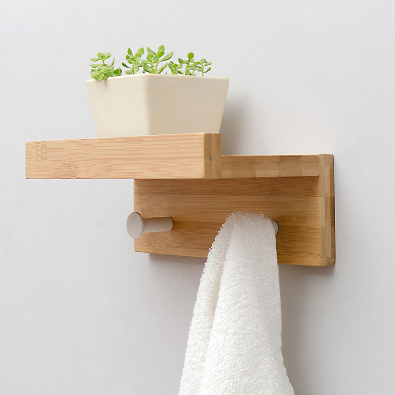 Modern Coat Hanger Wood Wall-Mounted with Shelves and Hooks Entryway Kit