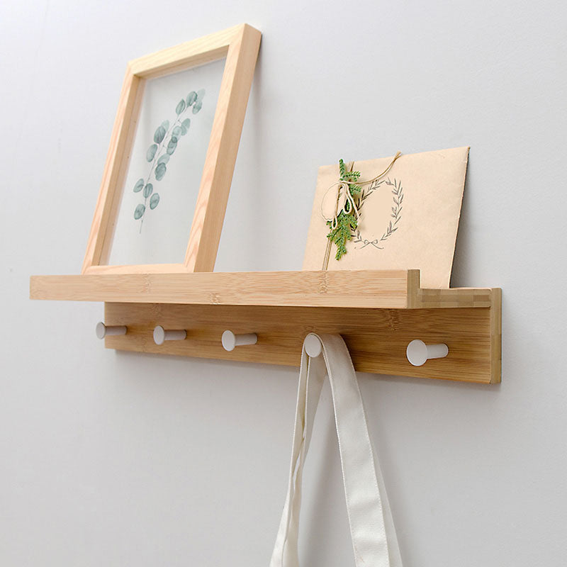 Modern Coat Hanger Wood Wall-Mounted with Shelves and Hooks Entryway Kit