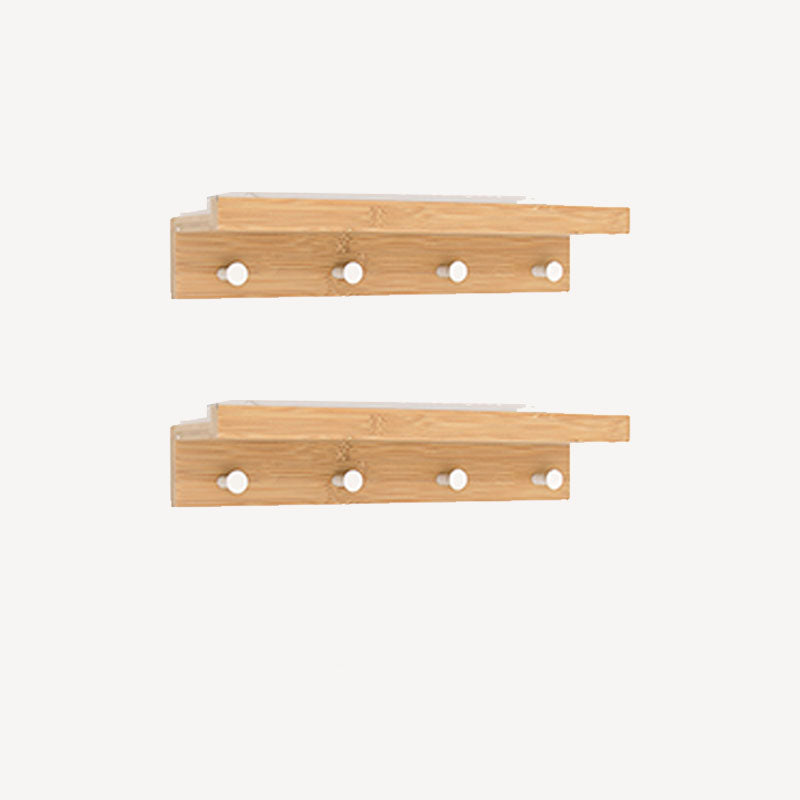 Modern Coat Hanger Wood Wall-Mounted with Shelves and Hooks Entryway Kit