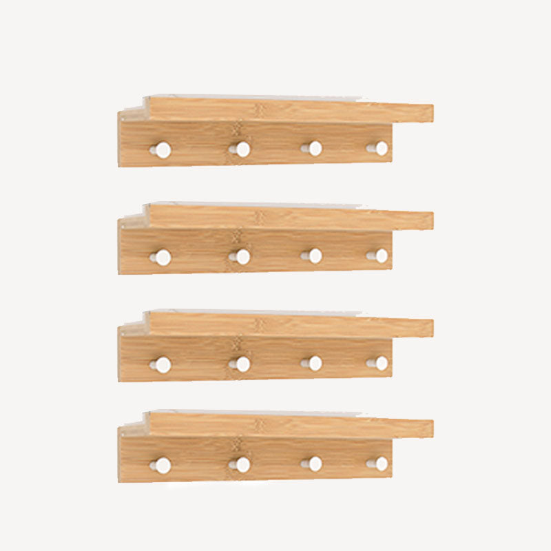 Modern Coat Hanger Wood Wall-Mounted with Shelves and Hooks Entryway Kit