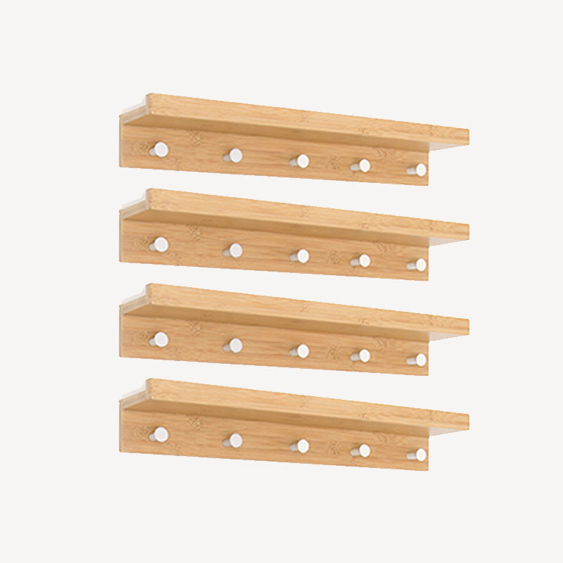 Modern Coat Hanger Wood Wall-Mounted with Shelves and Hooks Entryway Kit