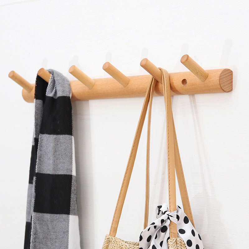 Modern Entryway Kit Wood Wall-Mounted with Hooks Coat Hanger