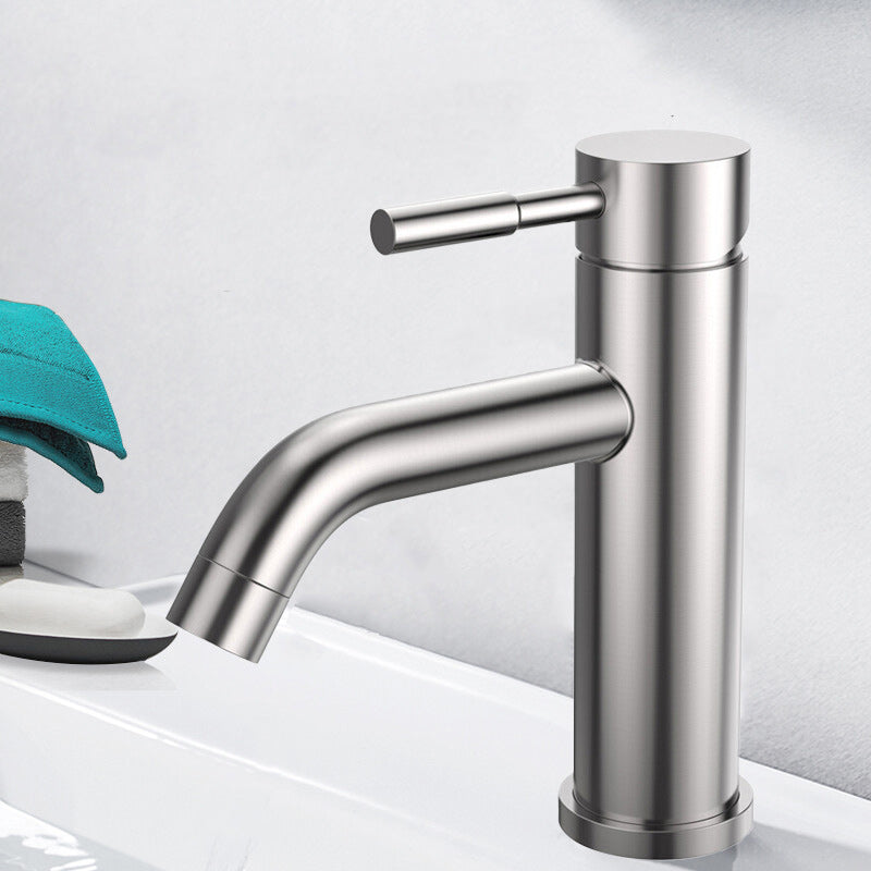 Modern Sliver Centerset Faucet Solid Color Bathroom Faucet with Lever Handle