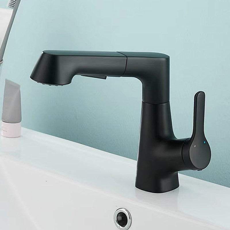 Contemporary Square Lavatory Faucet 1 Hole Bathroom Faucet with Swivel Spout