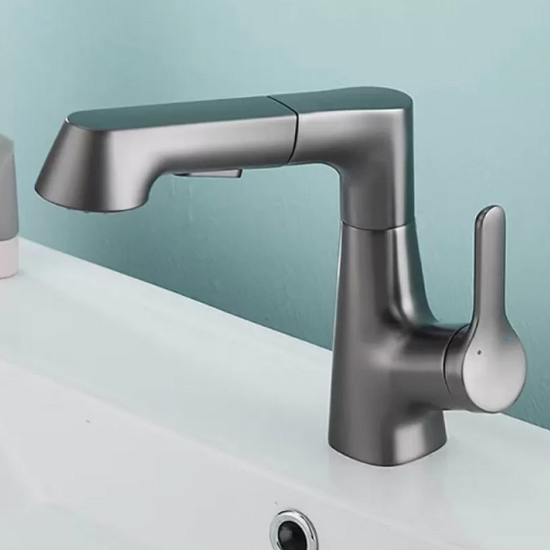 Contemporary Square Lavatory Faucet 1 Hole Bathroom Faucet with Swivel Spout