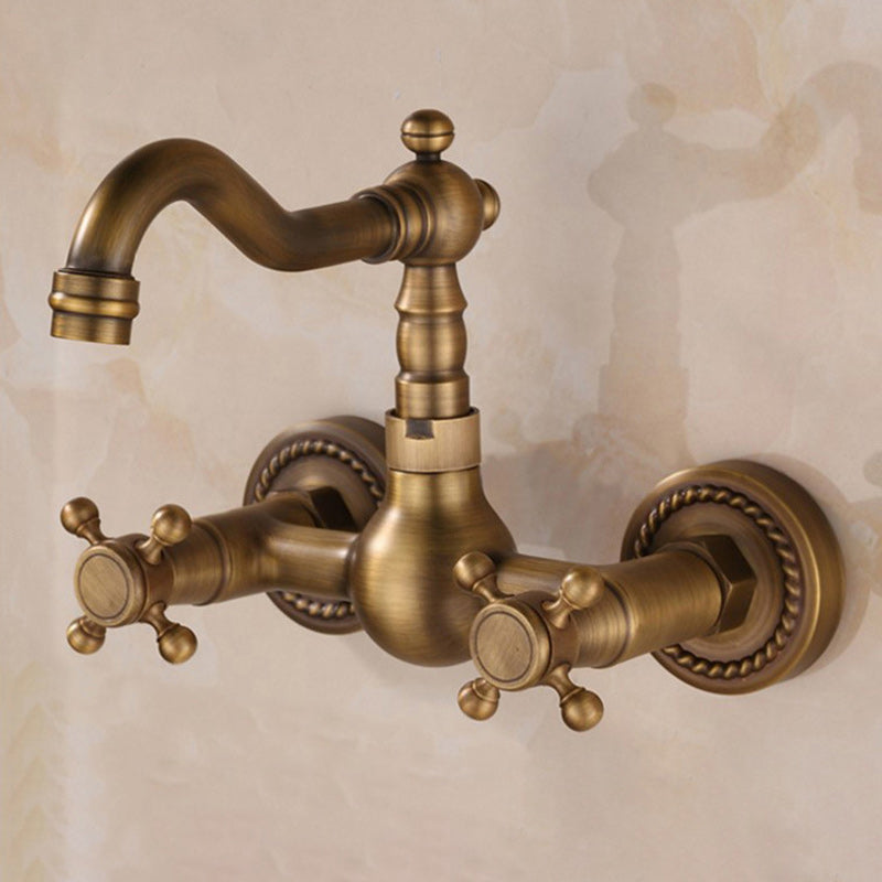 Wall Mounted Faucet Glam Style Bathroom Faucet with 2 Handles