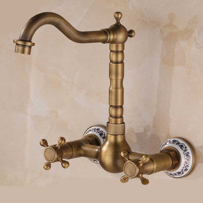 Wall Mounted Faucet Glam Style Bathroom Faucet with 2 Handles