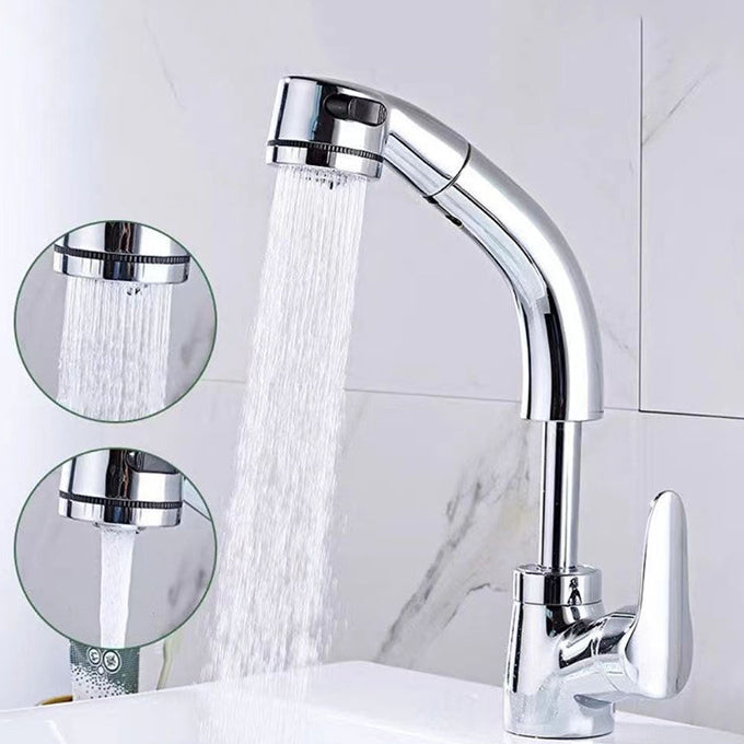 Modern 1-Handle Faucet 1-Hole with Water Dispenser Copper Pull down Faucet