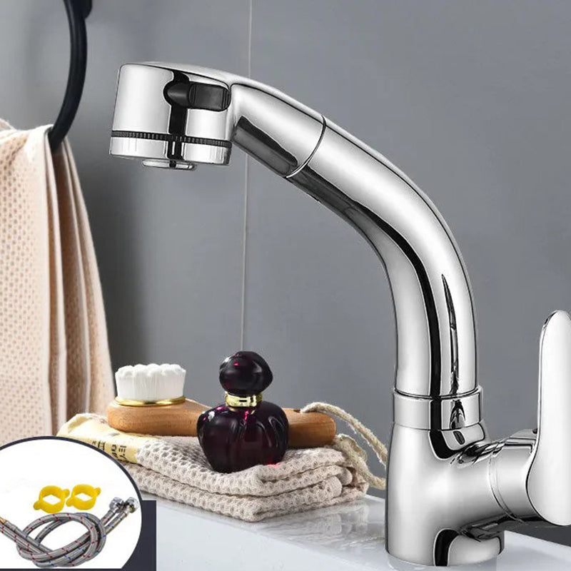 Modern 1-Handle Faucet 1-Hole with Water Dispenser Copper Pull down Faucet