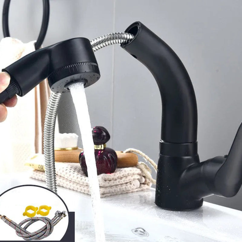 Modern 1-Handle Faucet 1-Hole with Water Dispenser Copper Pull down Faucet