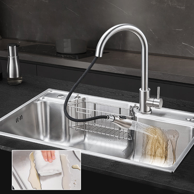 Contemporary Kitchen Sink Set Stainless Steel Friction Resistant Kitchen Sink Set