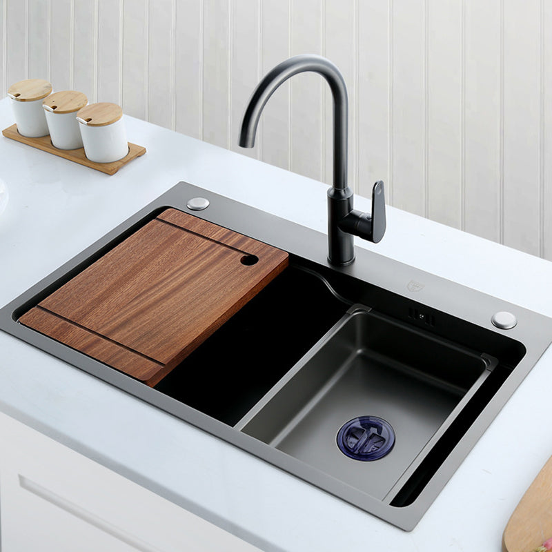 Contemporary Kitchen Sink Stainless Steel Friction Resistant Drop-In Kitchen Sink