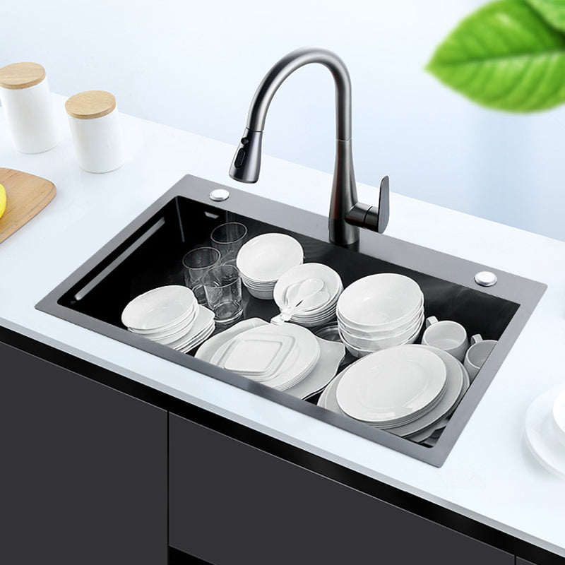 Contemporary Kitchen Sink Stainless Steel Friction Resistant Drop-In Kitchen Sink