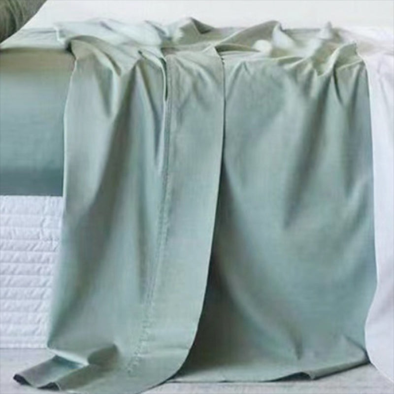 Cotton Fitted Sheet 1-Piece Silky Pure Color Wrinkle Resistant Sheet Set