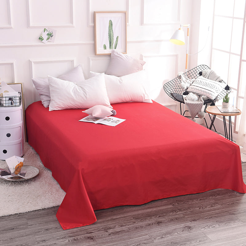 Solid Color 1-Piece Bed Sheet Cotton Fade Resistant Sheet Sets in White