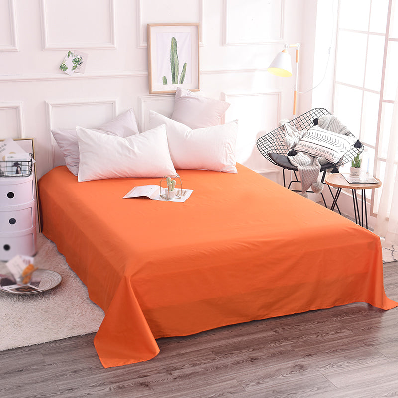 Solid Color 1-Piece Bed Sheet Cotton Fade Resistant Sheet Sets in White