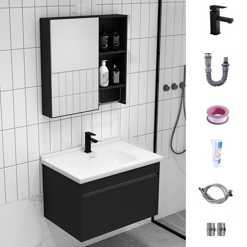 Contemporary Black Bath Vanity Metal Open Console with Sink Set