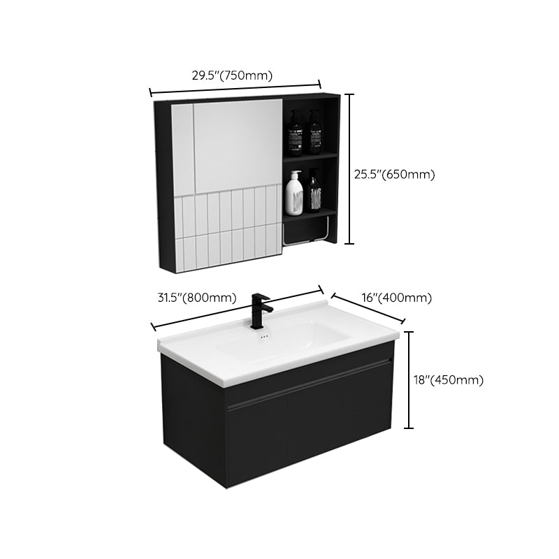 Contemporary Black Bath Vanity Metal Open Console with Sink Set