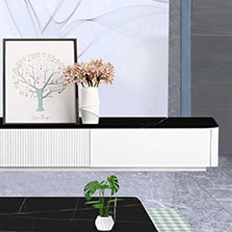 Scandinavian Scratch-Resistant TV Stand White/ Black TV Console with 3 Drawers