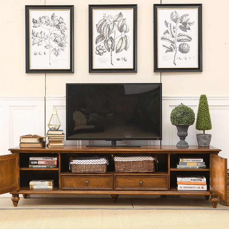 Solid Wood Home TV Stand Traditional TV Cabinet with Splayed Wood Legs