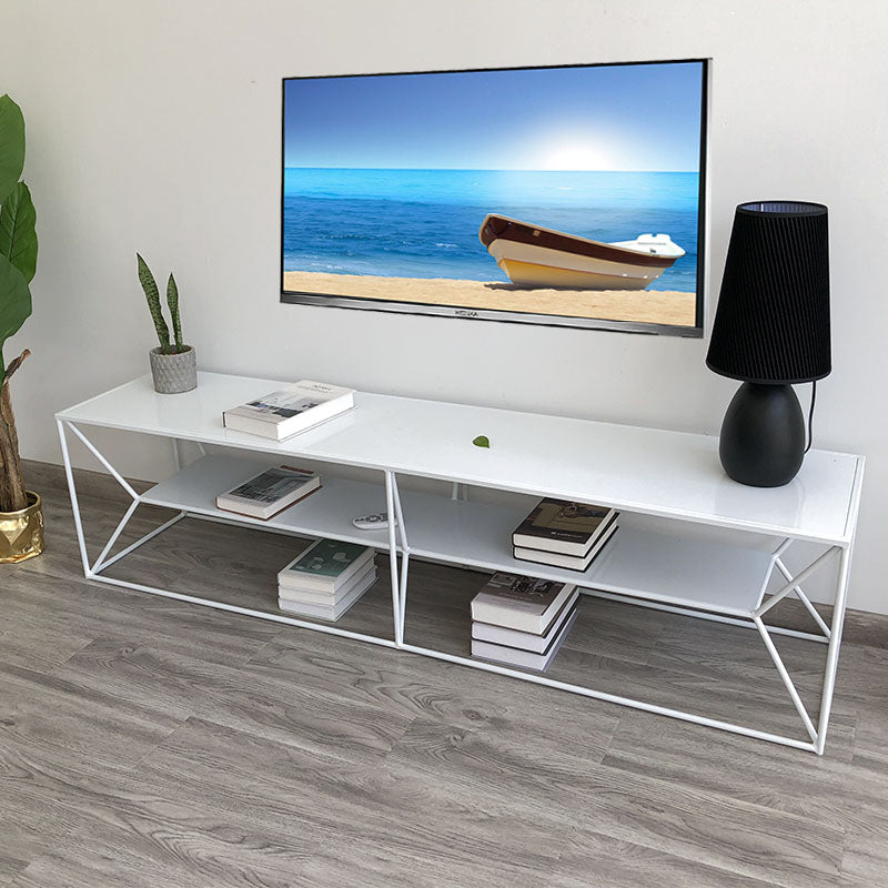 Contemporary Style TV Stand 2-shelf Open Storage TV Media Stand