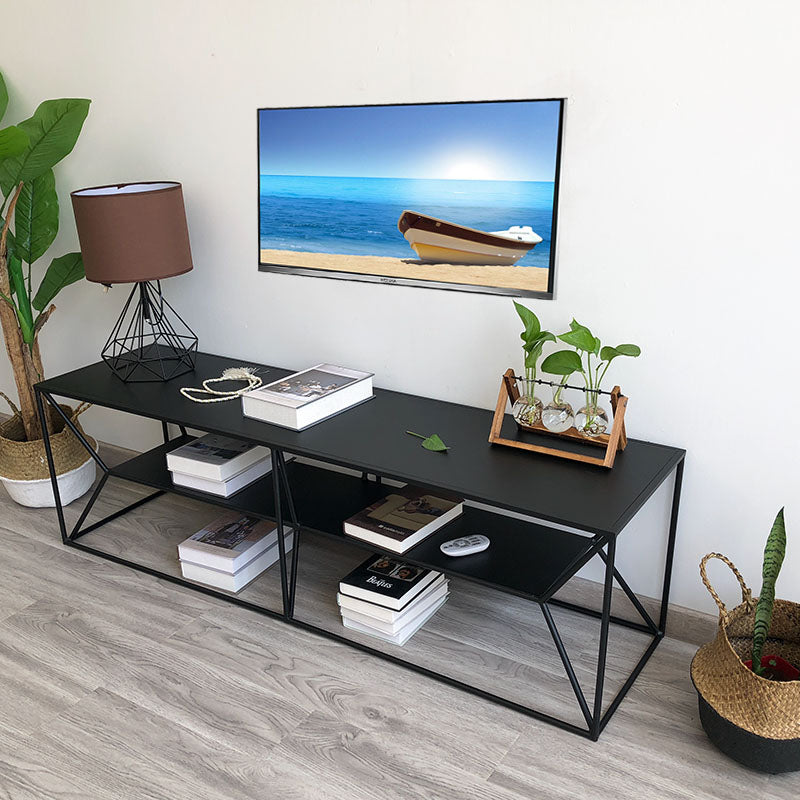 Contemporary Style TV Stand 2-shelf Open Storage TV Media Stand