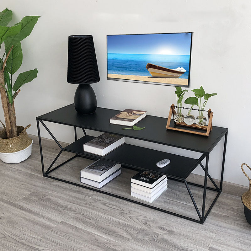 Contemporary Style TV Stand 2-shelf Open Storage TV Media Stand