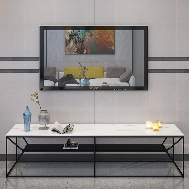 Contemporary Style TV Stand 2-shelf Open Storage TV Media Stand