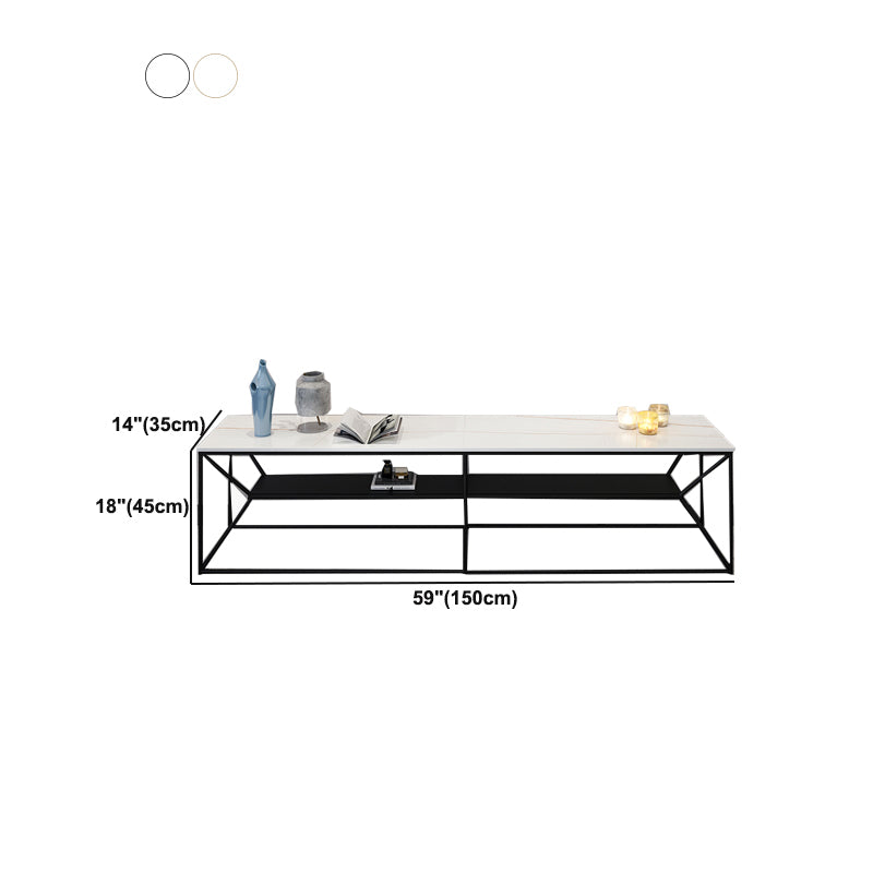 Contemporary Style TV Stand 2-shelf Open Storage TV Media Stand