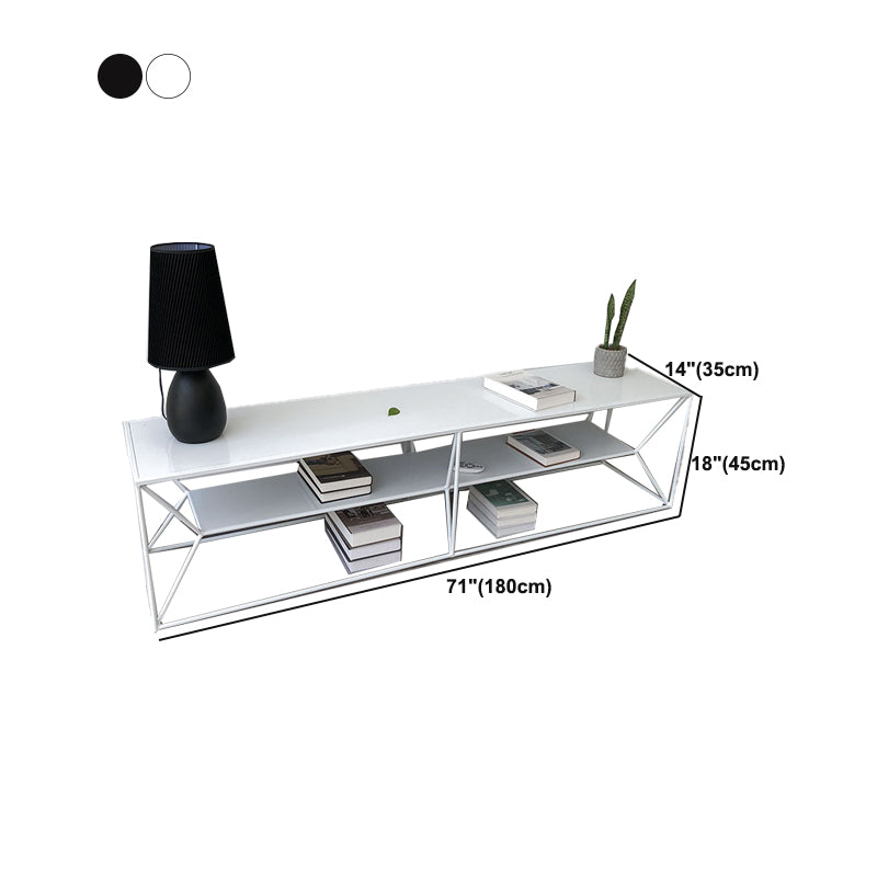 Contemporary Style TV Stand 2-shelf Open Storage TV Media Stand