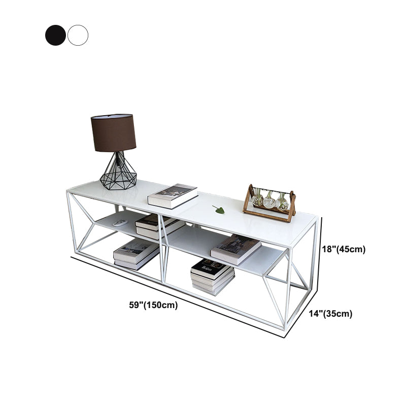 Contemporary Style TV Stand 2-shelf Open Storage TV Media Stand