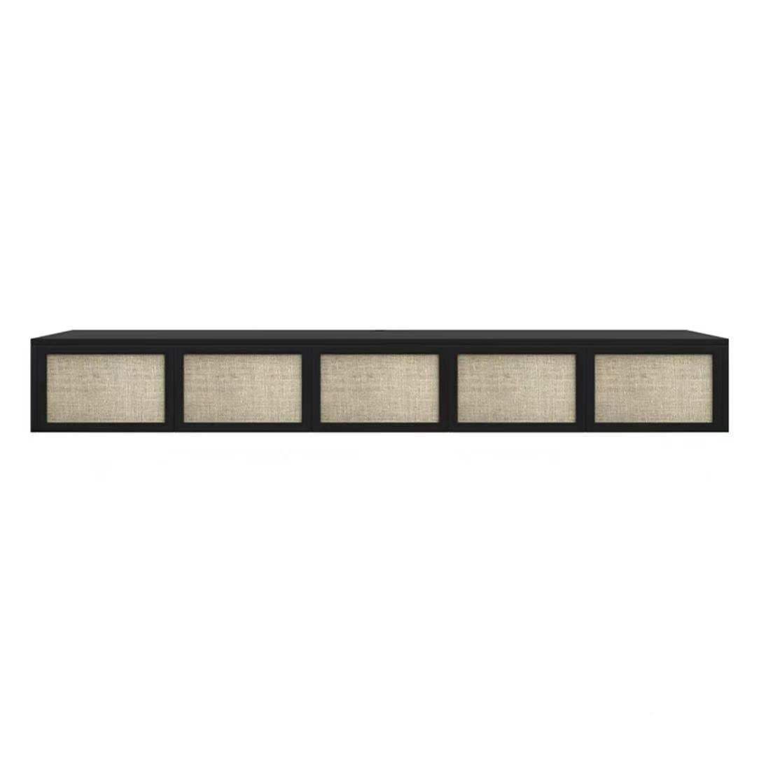 Nordic Solid Wood Wall-Mounted TV Cabinet Living Room Cotton-Linen TV Stand