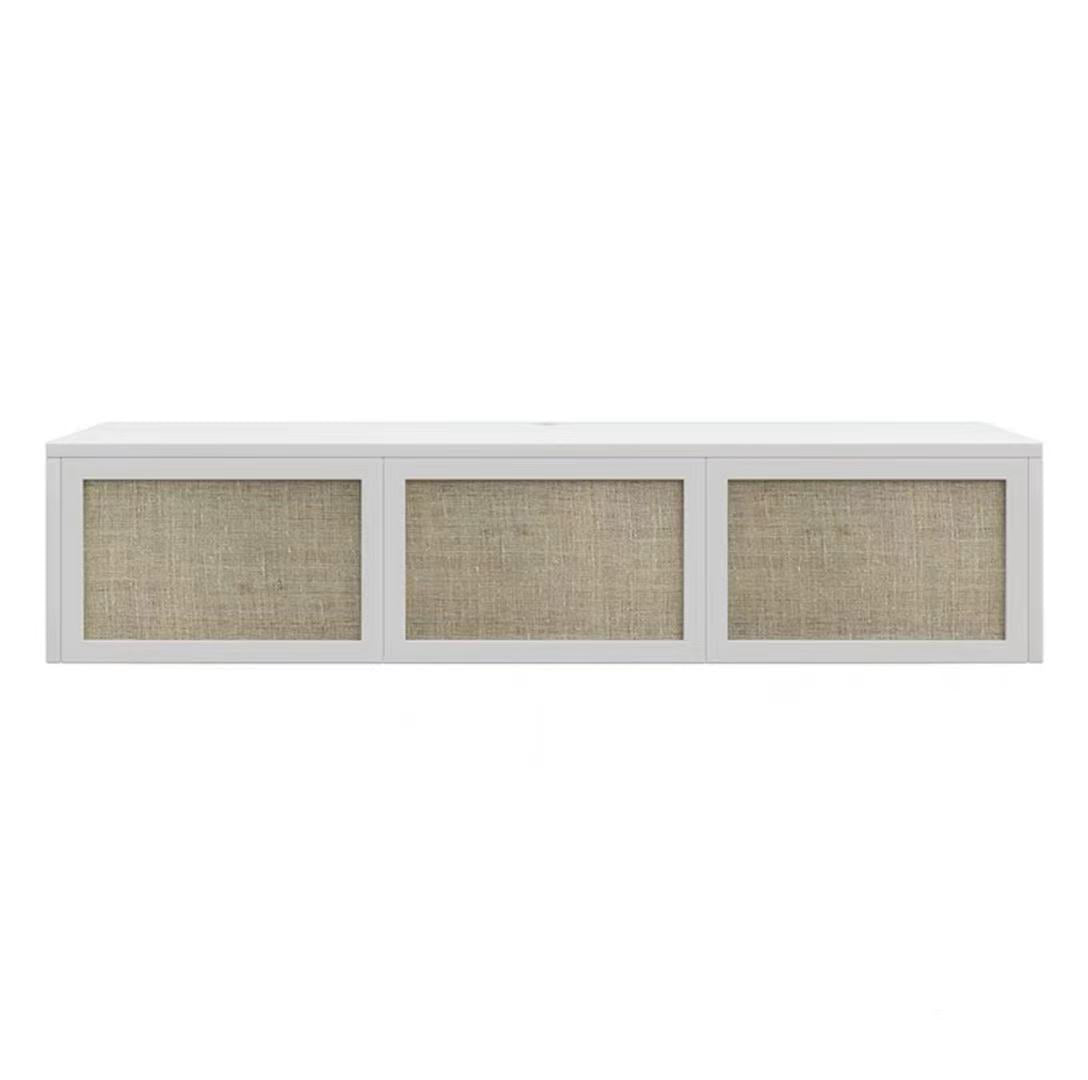 Nordic Solid Wood Wall-Mounted TV Cabinet Living Room Cotton-Linen TV Stand