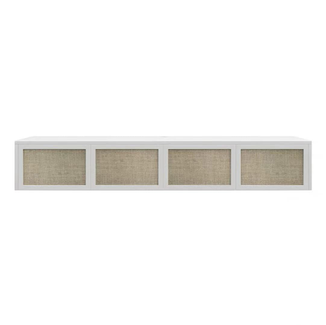 Nordic Solid Wood Wall-Mounted TV Cabinet Living Room Cotton-Linen TV Stand