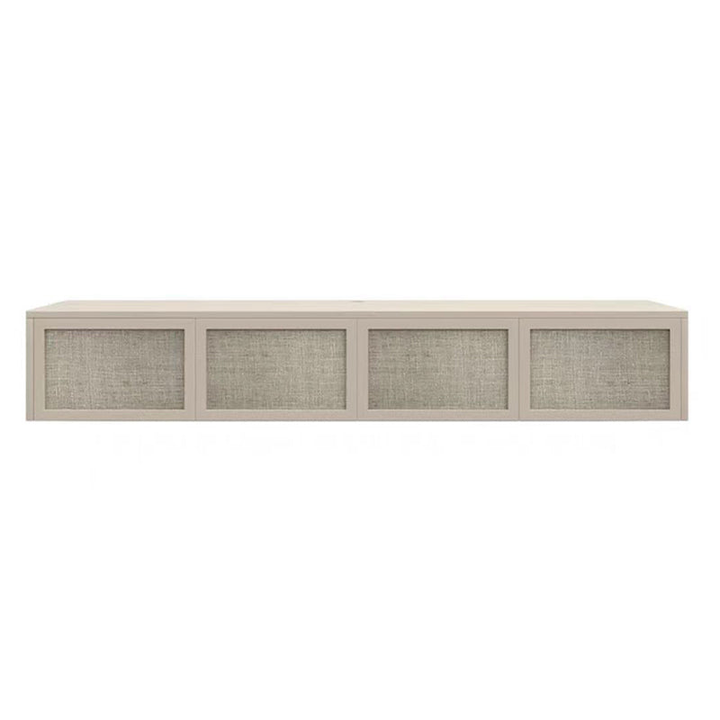 Nordic Solid Wood Wall-Mounted TV Cabinet Living Room Cotton-Linen TV Stand