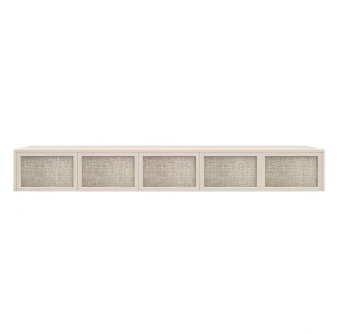 Nordic Solid Wood Wall-Mounted TV Cabinet Living Room Cotton-Linen TV Stand