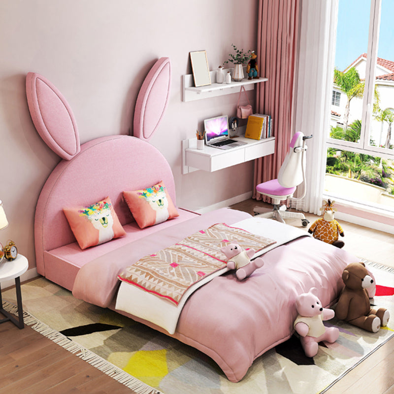 Modern Pink Rabbit Daybed Upholstered Platform Bed with Mattress