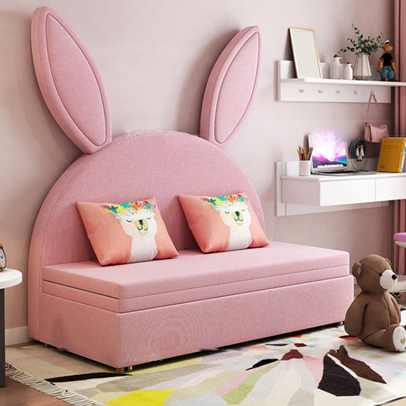 Modern Pink Rabbit Daybed Upholstered Platform Bed with Mattress