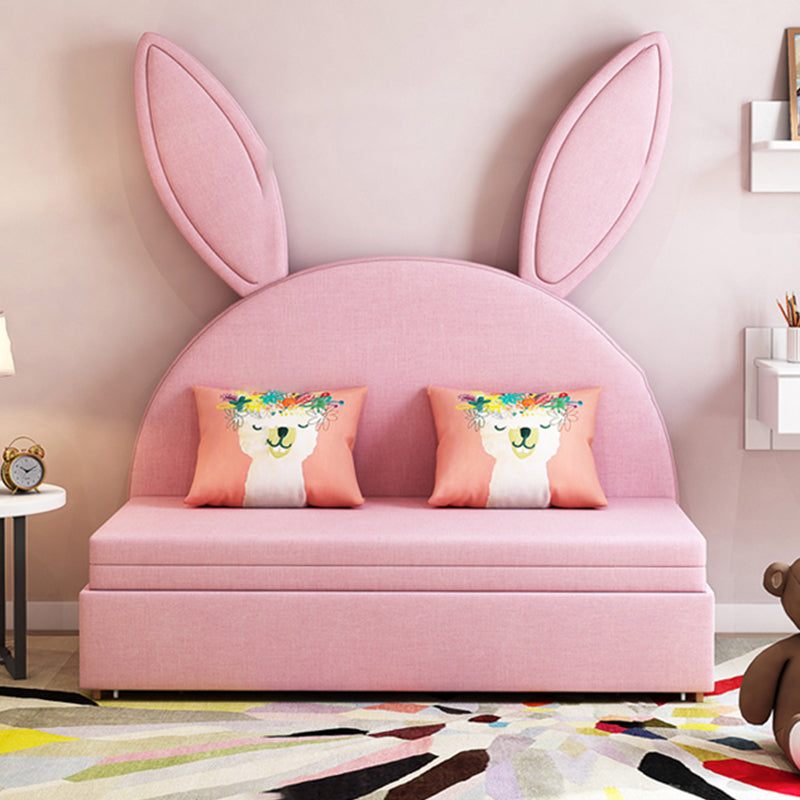 Modern Pink Rabbit Daybed Upholstered Platform Bed with Mattress