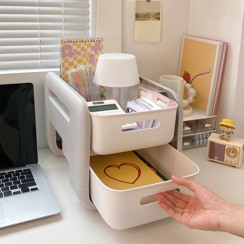 Modern Night Table Plastic Accent Table Nightstand with 2 Drawers