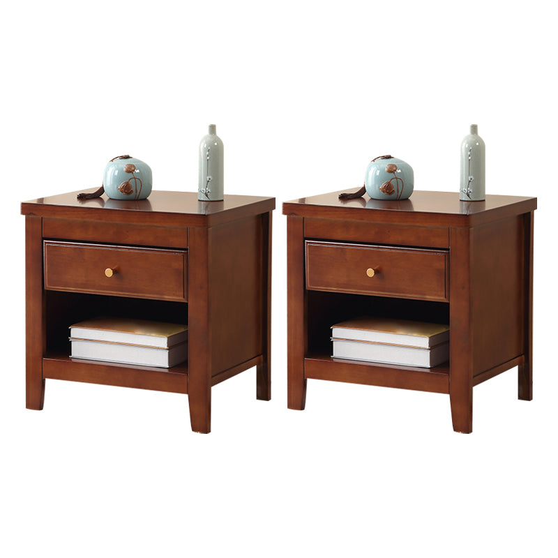 20"L X 20"H Traditional Nightstand Rubber Wood Bedside Cabinet with 1-drawer