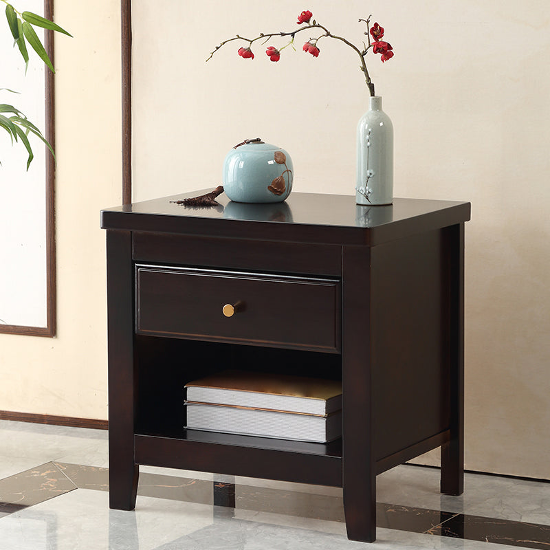 20"L X 20"H Traditional Nightstand Rubber Wood Bedside Cabinet with 1-drawer