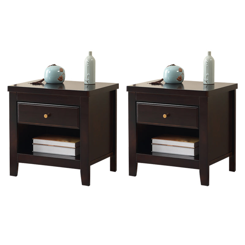 20"L X 20"H Traditional Nightstand Rubber Wood Bedside Cabinet with 1-drawer