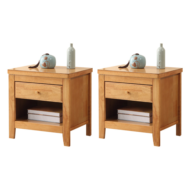 20"L X 20"H Traditional Nightstand Rubber Wood Bedside Cabinet with 1-drawer